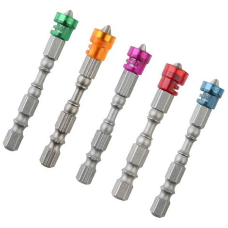Tournevis magnétique Phillips, jeu d'embouts en carbure de 6,35 mm (1/4"), perceuse électrique à tige hexagonale rouge de 64,45 mm (2,54")-AquaForge (1/4)