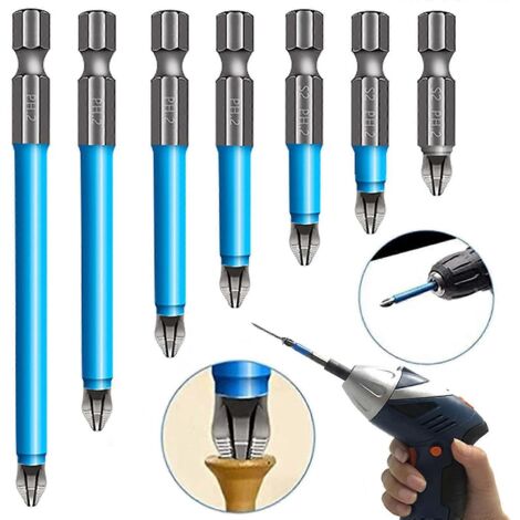 Lot de 7 embouts de perçage magnétiques antidérapants à tige hexagonale, durables et légers, pour tournevis électriques-AquaForge (1/2)