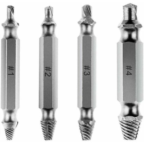 Ensemble de 4 forets extracteurs de vis HSS double face pour vis endommagées-AquaForge (1/3)