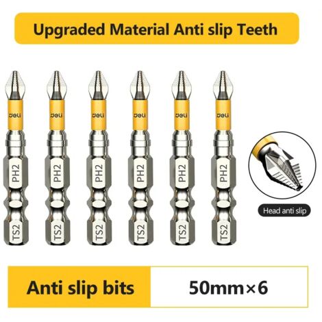 Lot de 6 tournevis Phillips magnétiques antidérapants PH2, pour perceuses et outils manuels, tailles 25/50/65/70/90/150 mm-AquaForge (1/5)