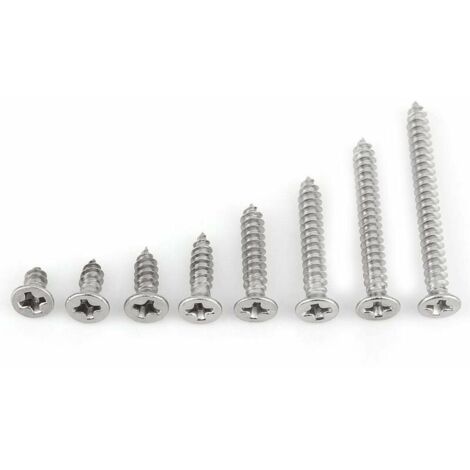 Assortiment de 200 vis autoperceuses M3 en acier inoxydable 304 (tête plate)-AquaForge (1/5)