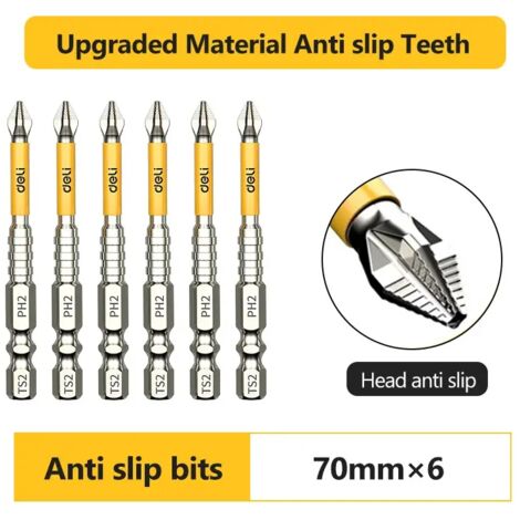 Lot de 6 tournevis Phillips magnétiques antidérapants PH2, pour perceuses et outils manuels, tailles 25/50/65/70/90/150 mm-AquaForge (1/5)