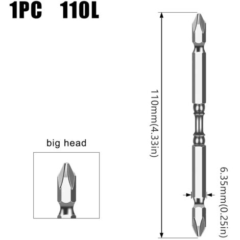 Tournevis industriel à tête magnétique antidérapante S2, double tête haute dureté, tête cruciforme pour perceuse pneumatique-AquaForge (1/5)