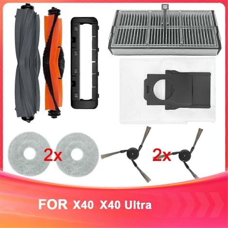 Convient aux accessoires pour balayeuse X40 : sac à poussière en tissu ultra-fin X40, protection pour brosse latérale et colle principale-AquaForge (1/3)