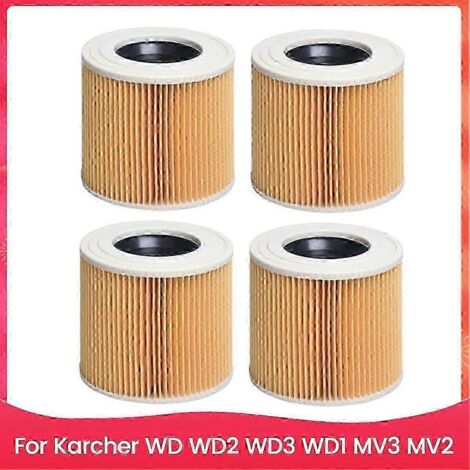 Lot de 4 filtres de rechange pour aspirateurs eau et poussière, compatibles avec les modèles Kärcher WD, WD2, WD3, WD1, MV3 et MV2.-AquaForge (1/3)