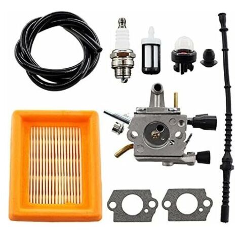 Carburateur avec filtre à air, bougie d'allumage et durite d'essence pour débroussailleuse Stihl FS120, FS200, FS250, FS300, FS350, HT250 et Zama C1Q-S162-AquaForge (1/5)