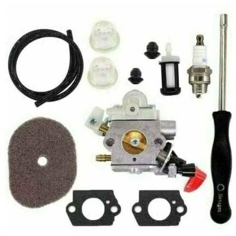 Carburateur avec filtre à air pour débroussailleuses Stihl FS40, FS50, FS56, FS70, FS70C, FC70, FC56, FS56C, HT56, HT56C, KN56, KM56, KM56C (pièces détachées 4144 120 0608 41441200608 C1)-AquaForge (1/5)
