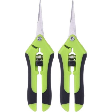 Lot de 2 cisailles de jardin en acier inoxydable pour plantes, outils de coupe professionnels pour jardin et pelouse (vert)-AquaForge (1/5)