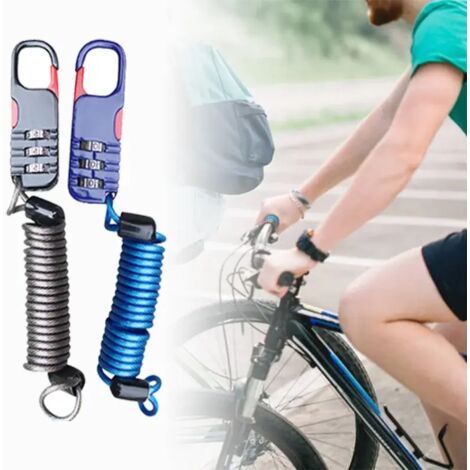 Antivol pour vélo et moto à combinaison à 3 chiffres - Câble de sécurité, antivol à corde, antivol pour casque - 60 x 22 mm-AquaForge (1/4)