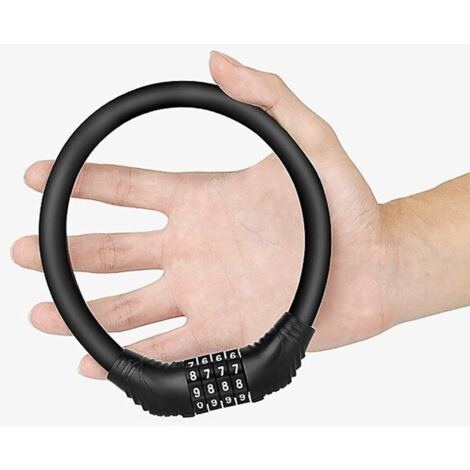 Antivol de vélo avec câble, cadenas à combinaison 4 chiffres pour vélo, moto, scooter, usage extérieur, haute sécurité et étanche, noir, portable-AquaForge (1/5)