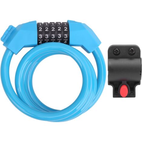 Antivol de vélo à câble en acier, code à 5 chiffres, bleu-AquaForge (1/5)