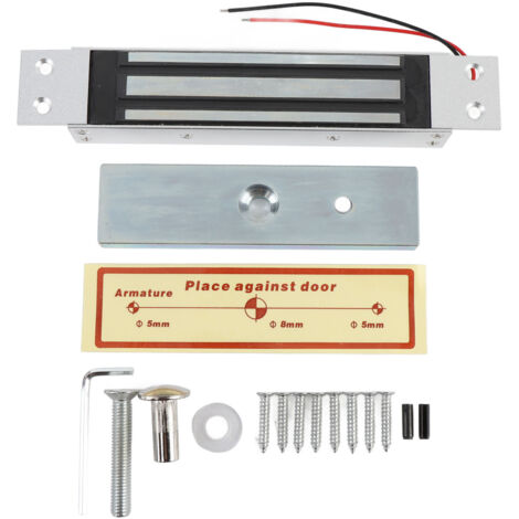 Serrure électromagnétique pour porte simple, force de maintien de 180 kg, 12 V CC, mode NC, alliage d'aluminium, pour portes coupe-feu en verre, bois et métal.-AquaForge (1/5)
