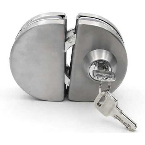 Serrure de porte en verre chromée sans perçage 10-12 mm, charnière de sécurité à 3 clés AU-AquaForge (1/4)