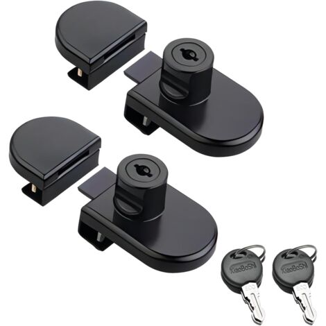 Verrou de porte vitrée St, verrou de sécurité pour vitrine, sans perçage, pour cave à vin de 5 à 8 mm, noir-AquaForge (1/5)