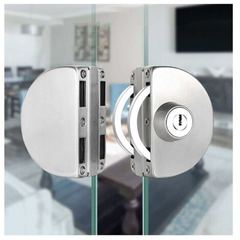 Serrure de porte en verre sans perçage, en acier inoxydable, serrure de porte double vitrage, serrure centrale de porte double coulissante en verre-AquaForge (1/5)