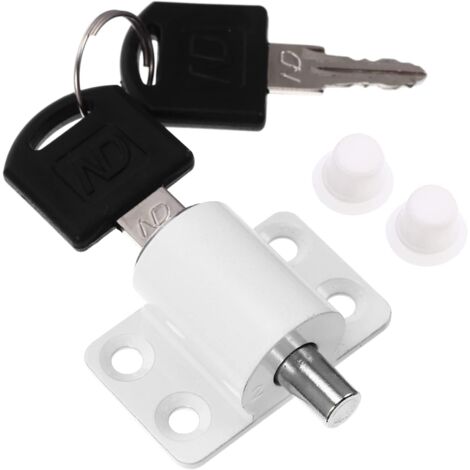 Verrou de sécurité enfant coulissant avec clé pour porte vitrée, antivol, blanc-AquaForge (1/5)