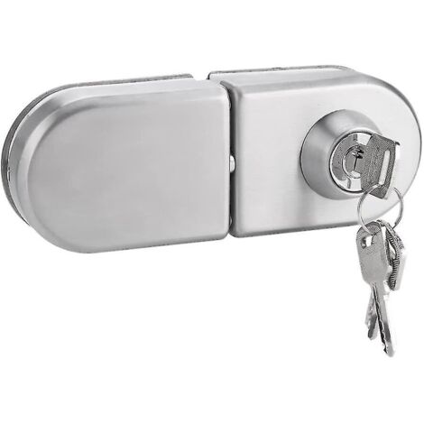 Serrure de porte vitrée antivol, 10-12 mm, en acier inoxydable, avec clé marche/arrêt, pour la maison, l'hôtel, le bureau et la salle de bain.-AquaForge (1/5)