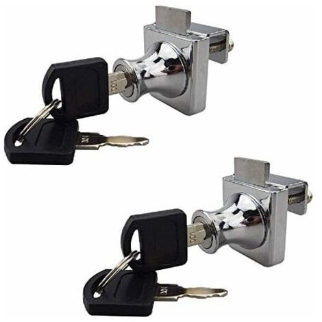 Lot de 2 serrures simples à charnières pour portes vitrées d'armoires, chromées, serrures à clé séparées, aucun perçage requis-AquaForge (1/4)