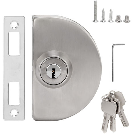 Serrure de porte vitrée demi-ronde en acier inoxydable, serrure de bureau à simple face pour porte vitrée coulissante.-AquaForge (1/5)