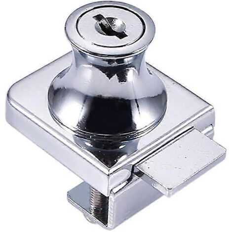 Serrure pour porte vitrée, serrure en acier chromé, serrure pour moustiquaire en verre, serrure pour portes vitrées, serrure pour armoire, pour porte vitrée sans perçage avec 2 clés-AquaForge (1/3)