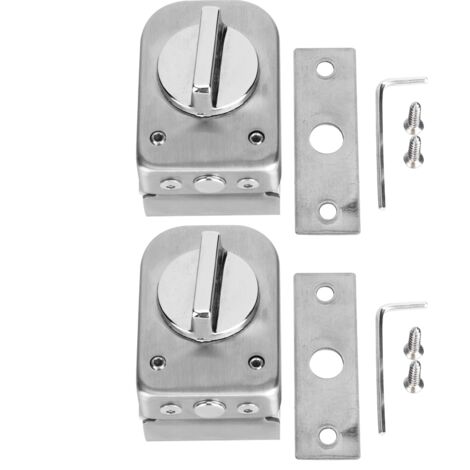 Lot de 2 verrous de porte en acier inoxydable pour portes vitrées de salle de bain, toilettes et magasins-AquaForge (1/5)