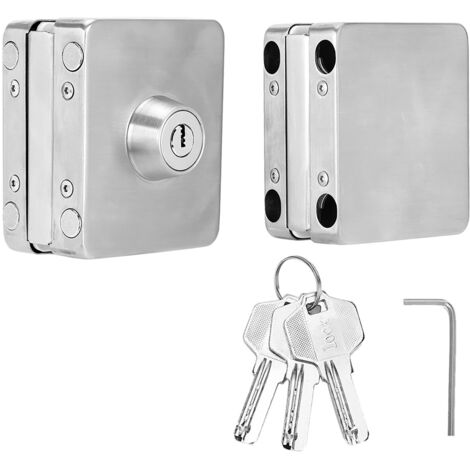 Serrure de porte carrée de sécurité en fer inoxydable 1007 pour porte vitrée simple, avec clé-AquaForge (1/5)