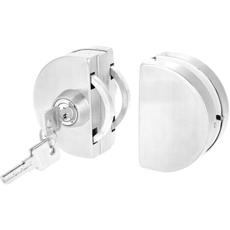 Serrure de porte en verre 10-12 mm en acier inoxydable avec clés, ouverture/fermeture, pour usage domestique, hôtelier et salle de bain.-AquaForge (1/5)