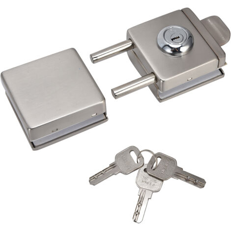 Serrure de porte en verre 1012 mm, en acier inoxydable haute résistance, avec 3 clés, pour porte vitrée de maison ou de bureau.-AquaForge (1/5)