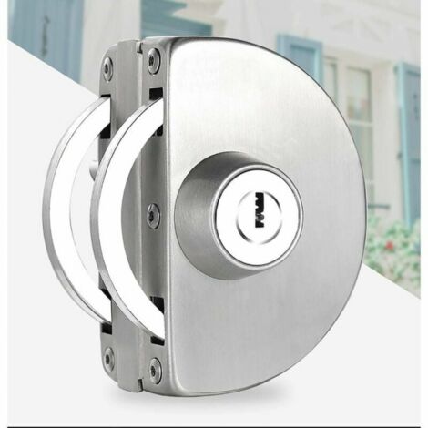 Serrure de porte vitrée en acier inoxydable (1 pièce) sans perçage, pour portes doubles vitrées-AquaForge (1/3)