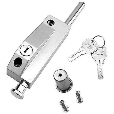Serrure coulissante pour portes-fenêtres vitrées, couleur argent. Serrure de sécurité renforcée. Serrure pour porte vitrée, édition Mortis 0708-AquaForge (1/2)