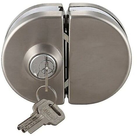 Serrure de porte vitrée à double pêne en acier inoxydable pour portes coulissantes de 10 à 12 mm d'épaisseur, sécurité pour bureaux-AquaForge (1/5)