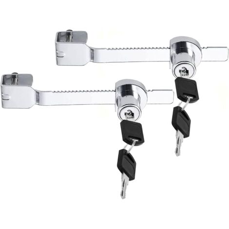 (Argent) 2 verrous de sécurité coulissants avec clés différentes, verrou de fixation pour vitre de vivarium, terrarium, vitrine, cliquet pour porte en verre-AquaForge (1/5)