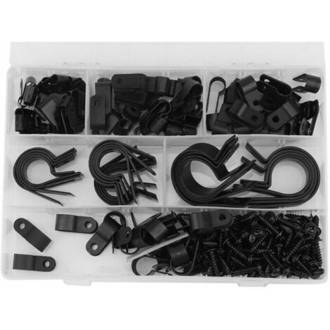 Lot de 150 clips de fixation pour câbles, en nylon type R, avec vis de fixation.-AquaForge (1/5)