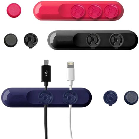 Gestion des câbles, lot de 3 avec 9 clips, organisateur de câbles magnétique auto-adhésif, support de câbles pour bureau, table de chevet, chargeur-AquaForge (1/5)