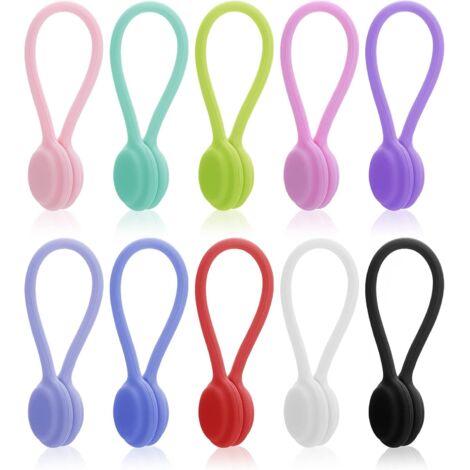 Lot de 10 attaches magnétiques en silicone pour câbles, organiseur de câbles réutilisable, gestionnaire de câbles USB pour bureau, école et maison.-AquaForge (1/5)
