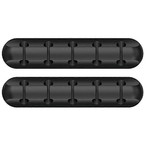 Organisateur de câbles de bureau avec clips, range-câbles pour câbles de charge de téléphone portable, câblage de bureau, silicone noir, 9,8 x 2,1 x 1,4 cm, lot de 2 (FMY), noir-AquaForge (1/3)