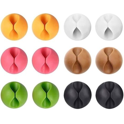 12 x Organisateur de câbles colorés, clips de fixation polyvalents pour TV, PC et autres appareils.-AquaForge (1/4)