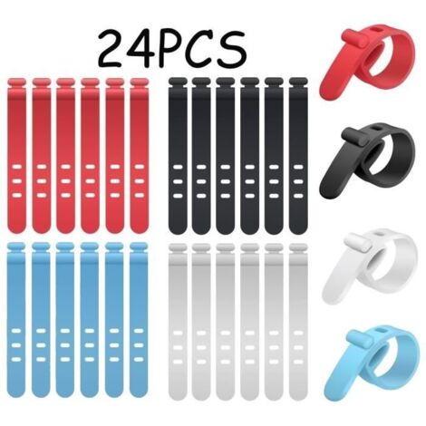 Attaches-câbles - Non spécifié - Attaches-câbles en silicone - 24 pièces - Couleurs assorties - Réutilisables-AquaForge (1/4)