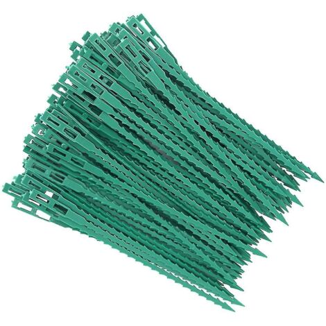 Support pour tomates, attaches réglables pour plantes et pinces de fixation en plastique pour bricolage (lot de 100, vert)-AquaForge (1/5)