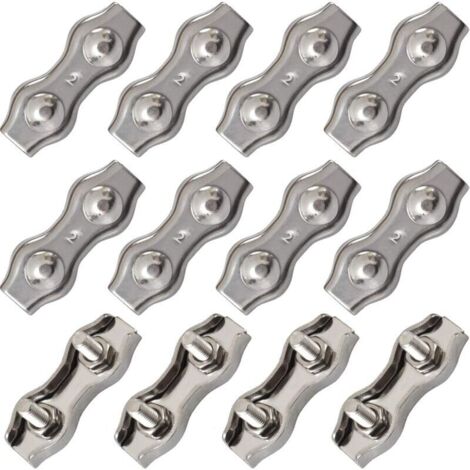 Lot de 12 serre-câbles en acier inoxydable argenté pour fil de 1,5 mm, compatibles avec M2, à double pince-AquaForge (1/5)