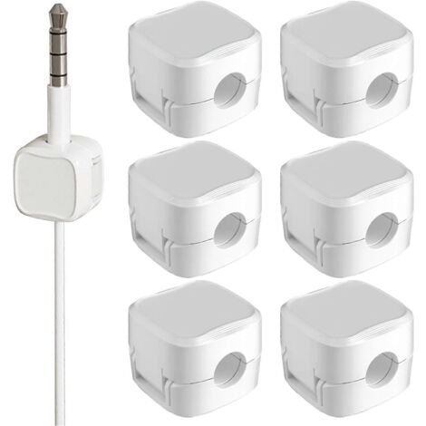 Lot de 6 clips pour câbles, gestionnaire de câbles magnétique pour bureau, organisateur de câbles auto-adhésif, support de cordon, blanc-AquaForge (1/5)
