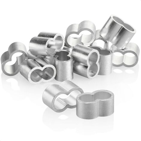 Lot de 12 colliers de serrage de 10 mm, colliers de serrage en aluminium, gaine thermorétractable pour rallonges, manchons doubles pour sangles de tension, colliers de serrage pour bâches, 10 mm-AquaF (1/5)