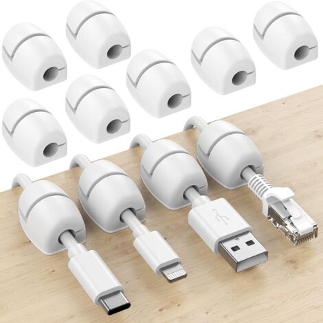 Lot de 16 clips de gestion de câbles, clips adhésifs en silicone pour organiser les câbles de bureau (câbles de charge USB, câbles d'alimentation, câbles de souris, câbles d'ordinateur, etc.).-AquaFor (1/5)