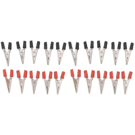 Lot de 20 pinces crocodiles rouges et noires, ouverture de 1 cm, pinces de test électriques en acier inoxydable pour câbles de batterie-AquaForge (1/5)
