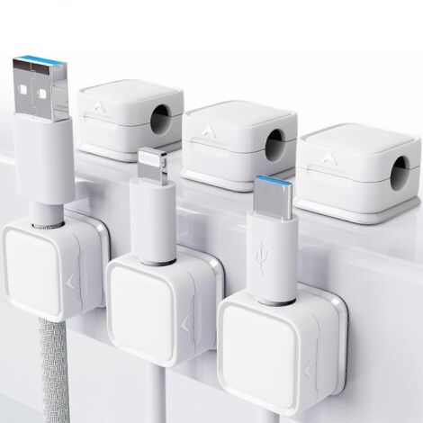 Lot de 3 attaches magnétiques pour câbles, rangement de câbles sous le bureau, organisateur de câbles auto-adhésif pour la maison ou le bureau-AquaForge (1/5)