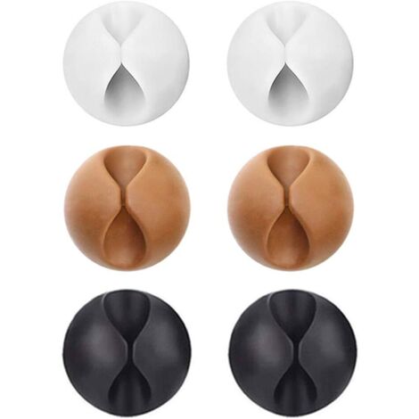 Lot de 6 attaches de câbles robustes, gestion et organisation des câbles, auto-adhésives, organiseur de bureau-AquaForge (1/5)