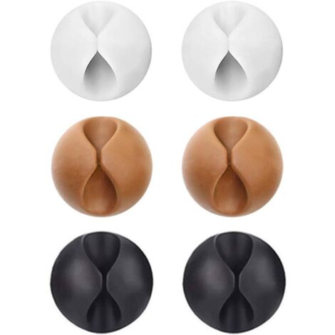 Lot de 6 clips de câble résistants, support de câble polyvalent (blanc + marron + noir)-AquaForge (1/5)