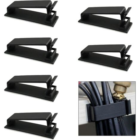 Attaches-câbles, lot de 100, pour la gestion des câbles sous le bureau, clips adhésifs de rangement pour câbles, compatibles avec tablettes et ordinateurs portables.-AquaForge (1/5)