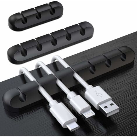 Organisateur de bureau avec clips pour câbles, lot de 3 supports, rangement de câbles, gestion des câbles, support pour chargeur USB/souris/casque/câbles PC-AquaForge (1/5)
