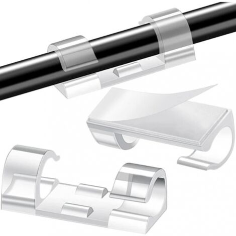 Lot de 20 attaches-câbles autocollantes - Clips de câble transparents S-AquaForge (1/3)